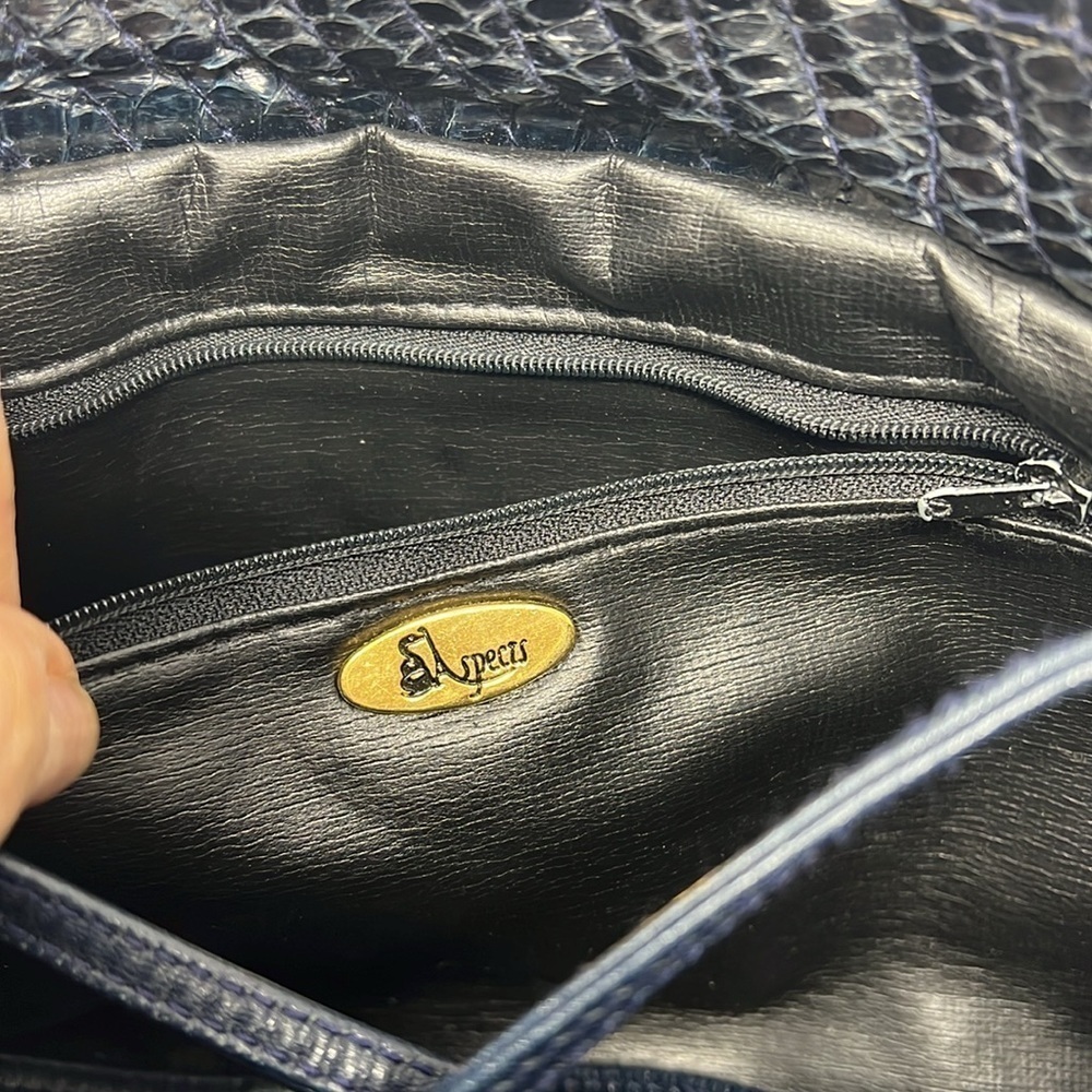 Aspects Navy Blue Python Snakeskin Clutch Shoulde… - image 10